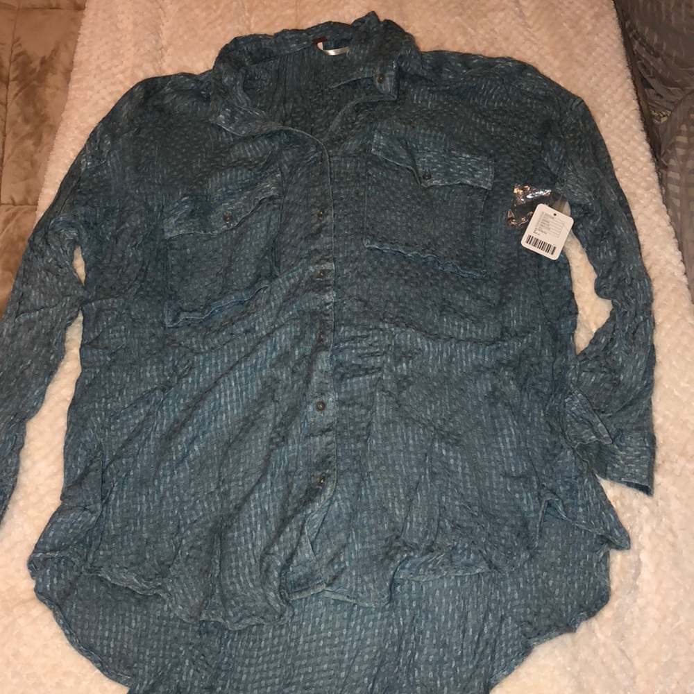 Blue free people button down